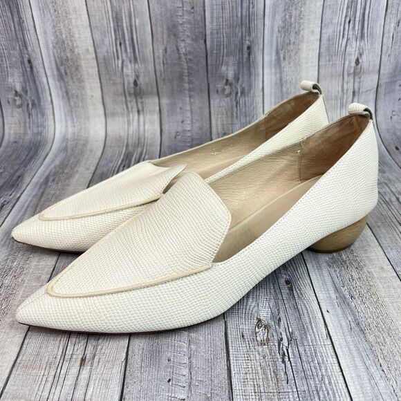 Jeffrey Campbell Viona Lizard Embossed Loafers Pointed Toe Sculpted Boho Heel 10 - Picture 5 of 12